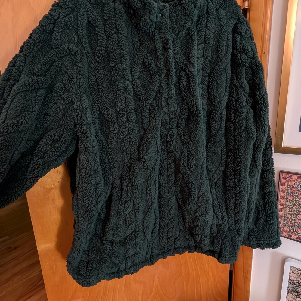 Kirklands Deep Green Plush Teddy Jacket